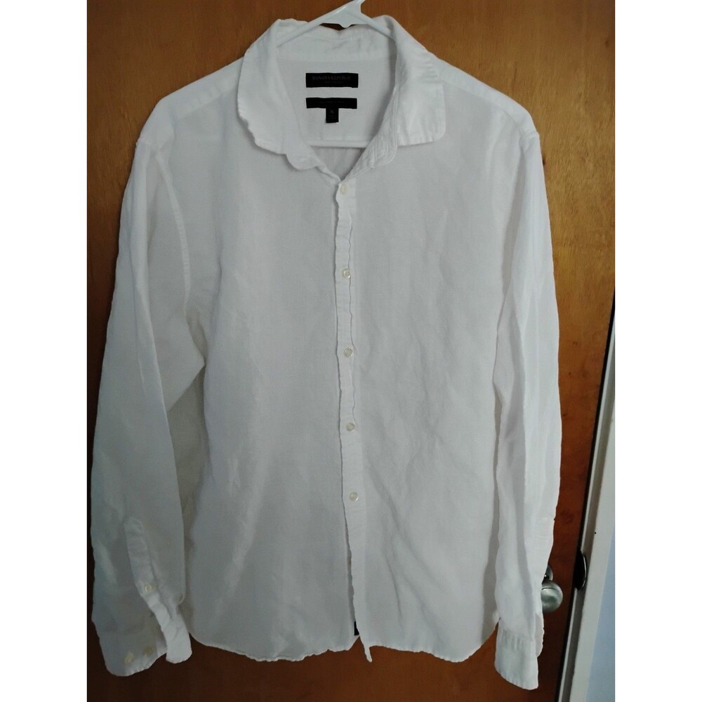 Banana Republic White Linen Button Shirt Relaxed Casual Old Money Size XL